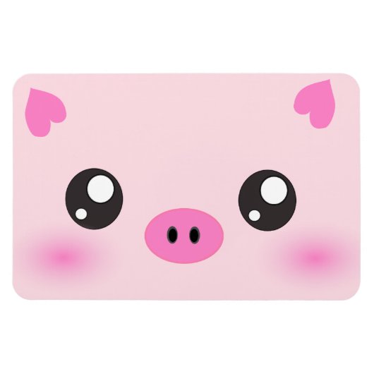 かわいい豚顔-かわいいミニマリズム マグネット (横)