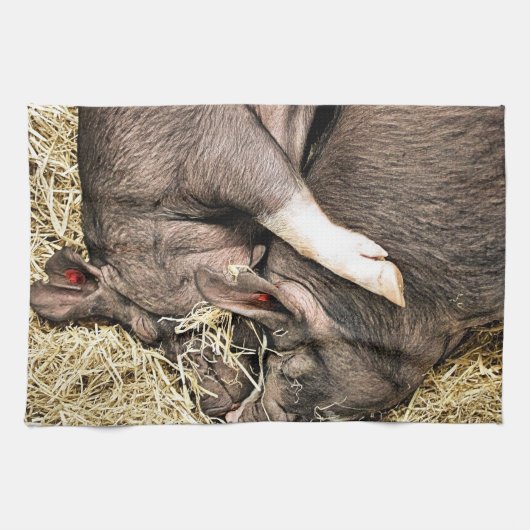 かわいい豚 キッチンタオル (横)