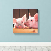 かわいい豚 キャンバスプリント (インサイチュ (ウッドフロア))