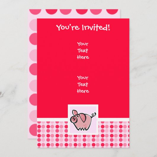 かわいい豚 招待状 (正面/裏面)