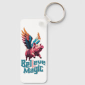 かわいい豚(羽カラフル付) |信じ魔法 キーホルダー (裏面)