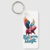 かわいい豚(羽カラフル付) |信じ魔法 キーホルダー (正面)