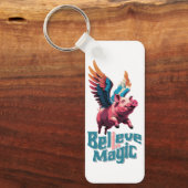 かわいい豚(羽カラフル付) |信じ魔法 キーホルダー (正面)