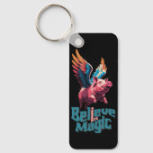 かわいい豚(羽カラフル付) |信じ魔法 キーホルダー (正面)