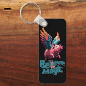 かわいい豚(羽カラフル付) |信じ魔法 キーホルダー (正面)