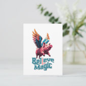 かわいい豚(羽カラフル付) |信じ魔法 シーズンポストカード (スタンド正面)