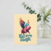 かわいい豚(羽カラフル付) |信じ魔法 シーズンポストカード (スタンド正面)