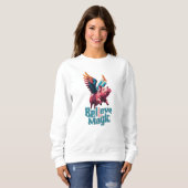 かわいい豚(羽カラフル付) |信じ魔法 スウェットシャツ (正面フル)