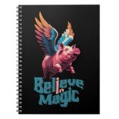 かわいい豚(羽カラフル付) |信じ魔法 ノートブック (正面)