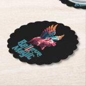 かわいい豚(羽カラフル付) |信じ魔法 ペーパーコースター (アングル)