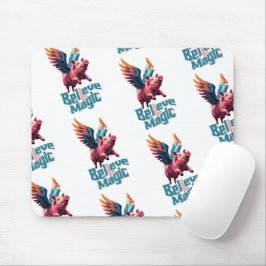 かわいい豚(羽カラフル付) |信じ魔法 マウスパッド