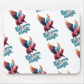 かわいい豚(羽カラフル付) |信じ魔法 マウスパッド (正面)