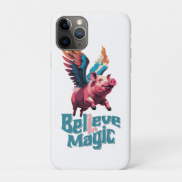 かわいい豚(羽カラフル付) |信じ魔法 iPhone 11 PROケース
