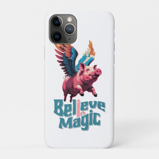 かわいい豚(羽カラフル付) |信じ魔法 Case-Mate iPhoneケース (裏)