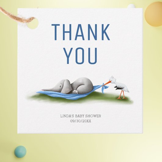 かわいい象ありがとう赤ちゃんシャワー フェイバータグ