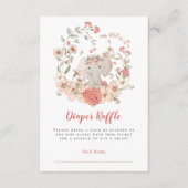 かわいい象おむつラッフルピーチベビーシャワー エンクロージャーカード (正面)