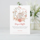 かわいい象おむつラッフルピーチベビーシャワー エンクロージャーカード (スタンド正面)