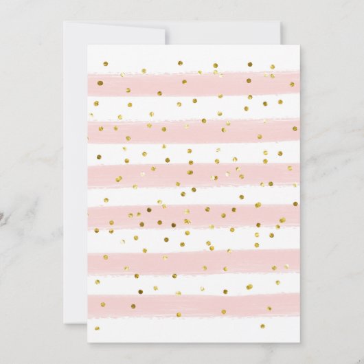 かわいい象かわいいバラ金ゴールドベビーガールシャワー 招待状 (裏面)