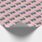 かわいい象かわいらしの花の赤ちゃんシャワー ラッピングペーパー (角)