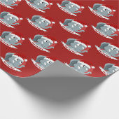 かわいい象が付いているクリスマスの漫画 ラッピングペーパー (角)