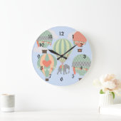 かわいい象が熱気球に乗り上げる ラージ壁時計 (ホーム)