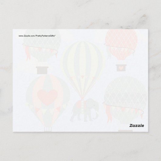 かわいい象が熱気球に乗り上げ ポストカード (裏面)