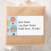 かわいい象が熱気球に乗り上げ ラベル (インサイチュ)