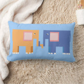 かわいい象が2頭 ランバークッション (ブランケット)