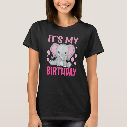 かわいい象それが私の誕生日 Tシャツ (正面)
