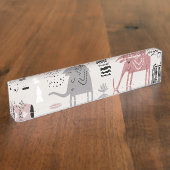 かわいい象とキリンで模様を描く デスクネームプレート (側面)