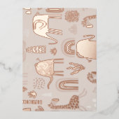 かわいい象とキリンで模様を描く 箔招待状 (正面)