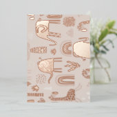 かわいい象とキリンで模様を描く 箔招待状 (立ち正面)