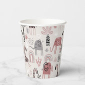 かわいい象とキリンで模様を描く 紙コップ (裏面)