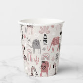 かわいい象とキリンで模様を描く 紙コップ (正面)