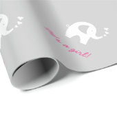 かわいい象とグレーの赤ちゃんシャワーのラップ紙 ラッピングペーパー (ロールコーナー)