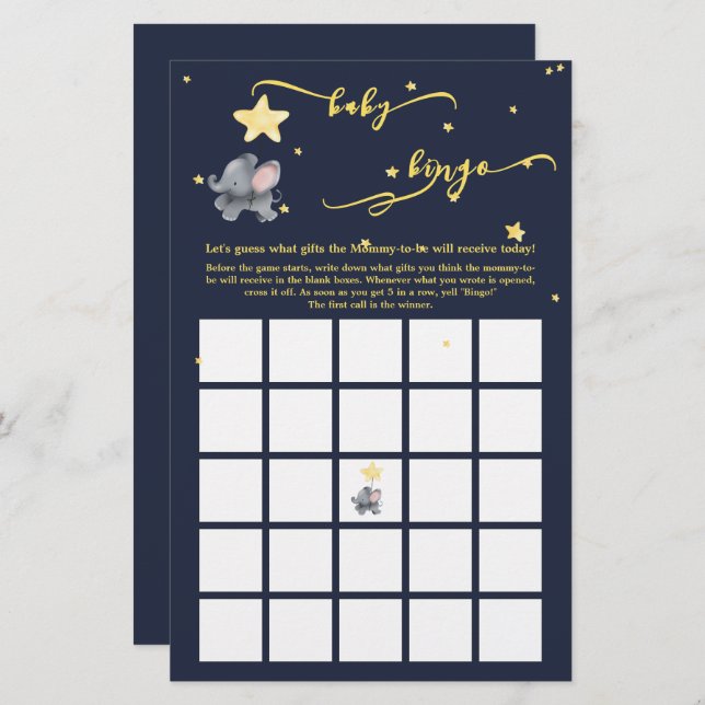 かわいい象とバルーンベビービンゴゲーム (正面/裏面)