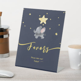 かわいい象とバルーン赤ちゃんシャワー 台座サイン