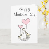 かわいい象とベビーの母の日札 カード (黄色い花)