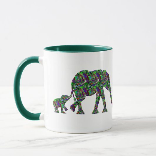 かわいい象とベビー象コーヒーマグデザイン マグカップ (左)