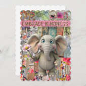 かわいい象とマウスのグリーティングカード 招待状 (正面/裏面)