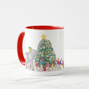 かわいい象とミーアキャットのクリスマスマグカップ マグカップ