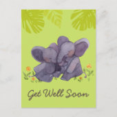 かわいい象と勇気付けられるがよく緑の位置に ポストカード (正面)