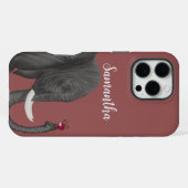 かわいい象と可愛いテントウムシ iPhoneケース (裏面横)
