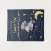 かわいい象と小さな蝶のベビーシャワー タペストリー (正面(横))