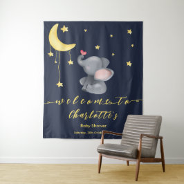 かわいい象と小さな蝶のベビーシャワー タペストリー