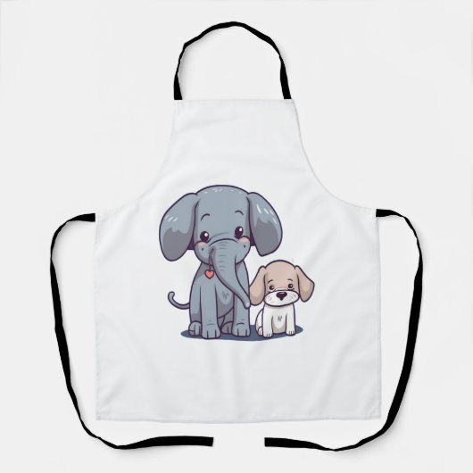 かわいい象と犬 エプロン (正面)