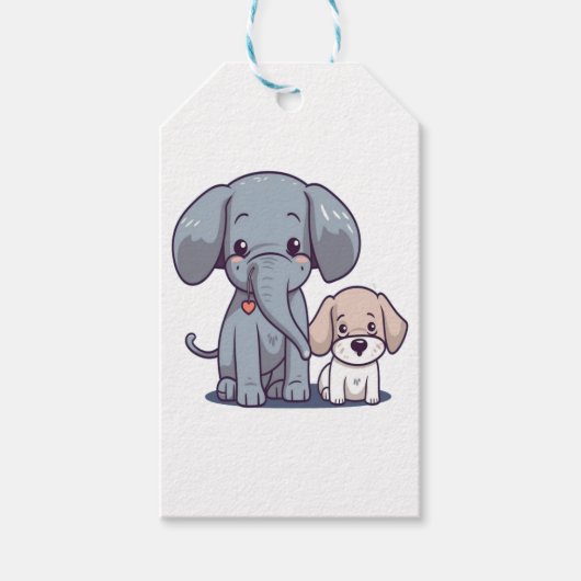 かわいい象と犬 ギフトタグ (正面)