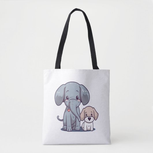 かわいい象と犬 トートバッグ (正面)