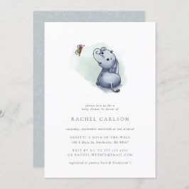 かわいい象と蝶のベビーシャワー 招待状