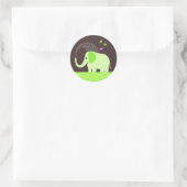 かわいい象と蝶 ラウンドシール (バッグ)